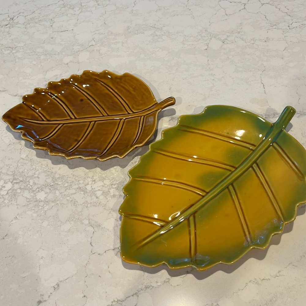 Set of Two Leaf Shaped plates.